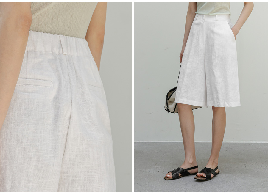 ORIJE LINEN BERMUDA SHORTS - 2 COLORS WHITE