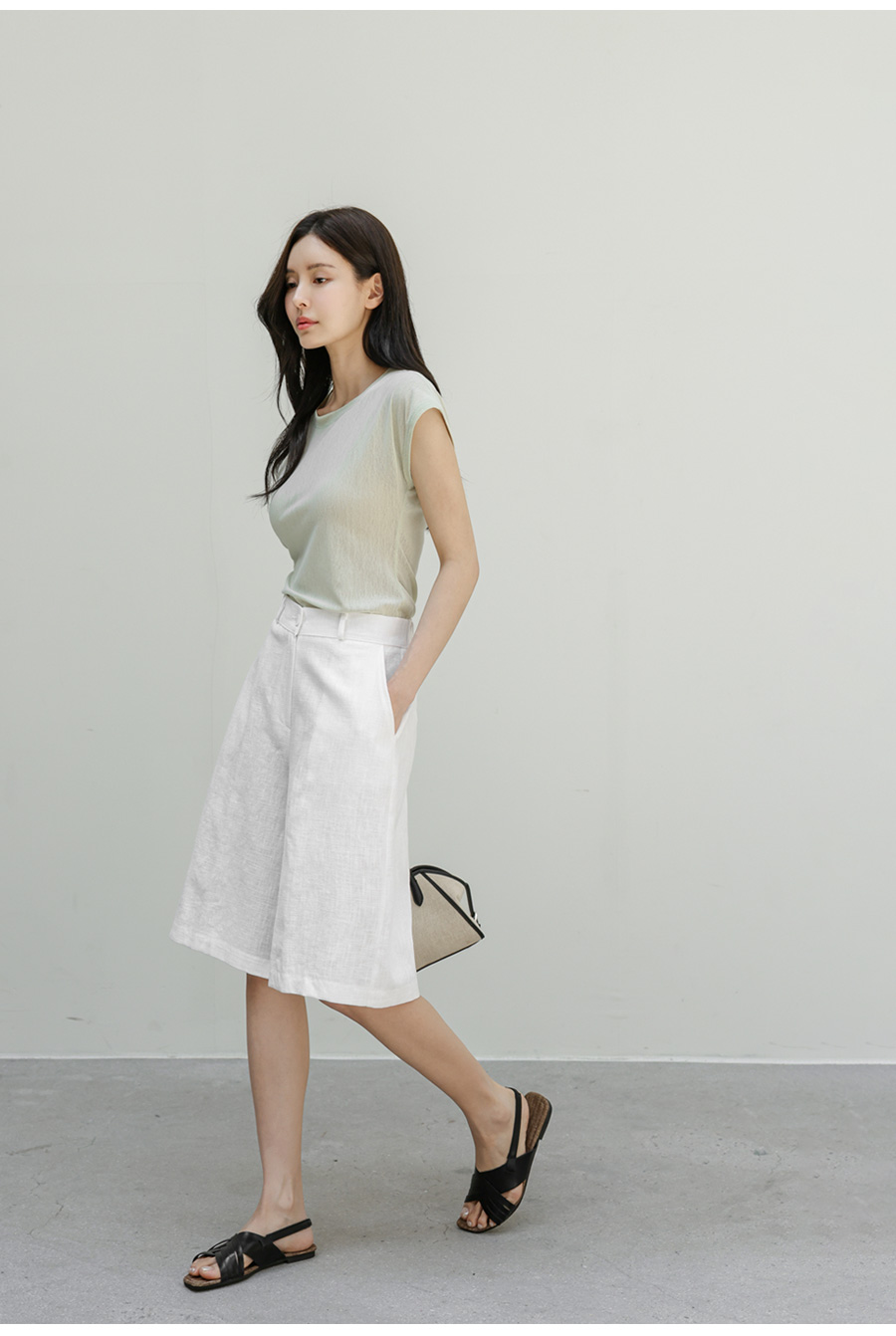 ORIJE LINEN BERMUDA SHORTS - 2 COLORS WHITE