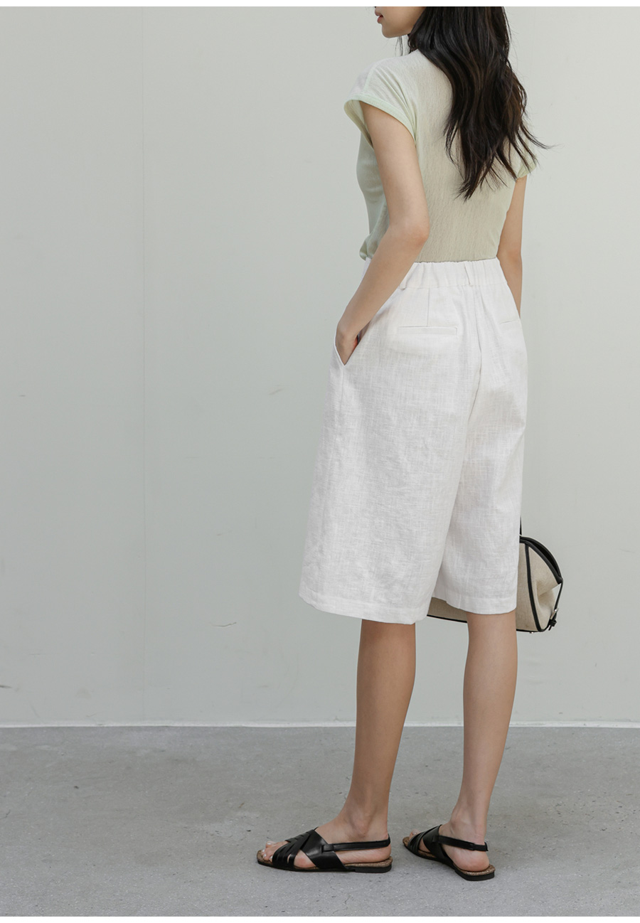 ORIJE LINEN BERMUDA SHORTS - 2 COLORS WHITE