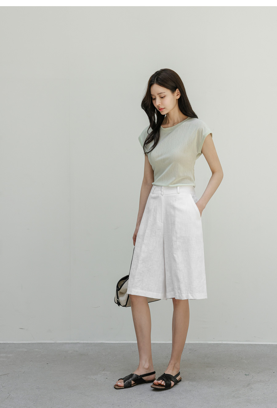 ORIJE LINEN BERMUDA SHORTS - 2 COLORS WHITE