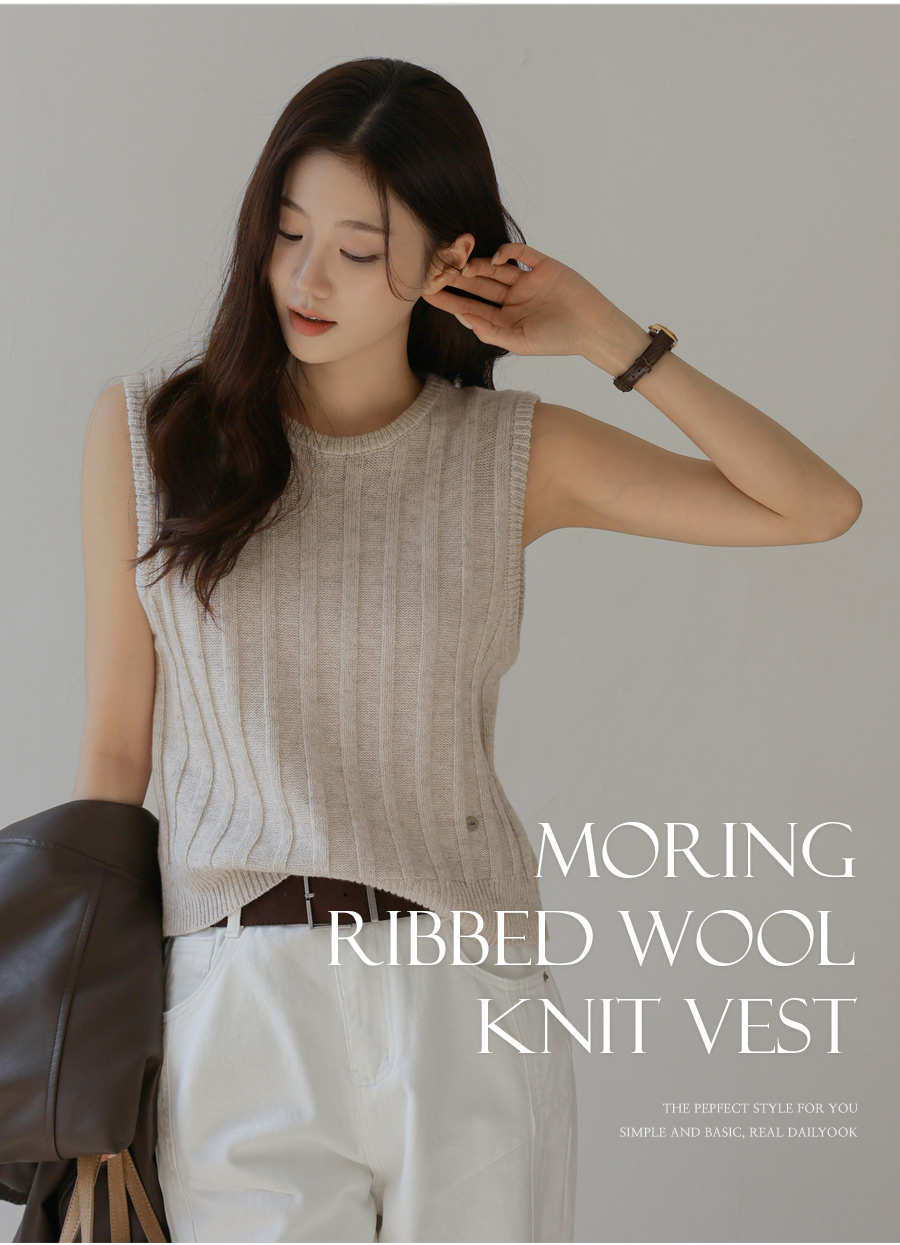[2PACK]모어링 골지 울 니트 베스트 상세 이미지 2